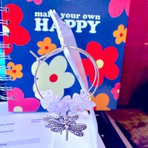 Handcrafted earrings made of 925 sterling silver, crystal & dragonfly charms